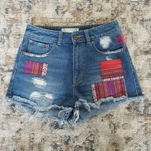 Bullhead Mom Jean Shorts w/ patches & distressing